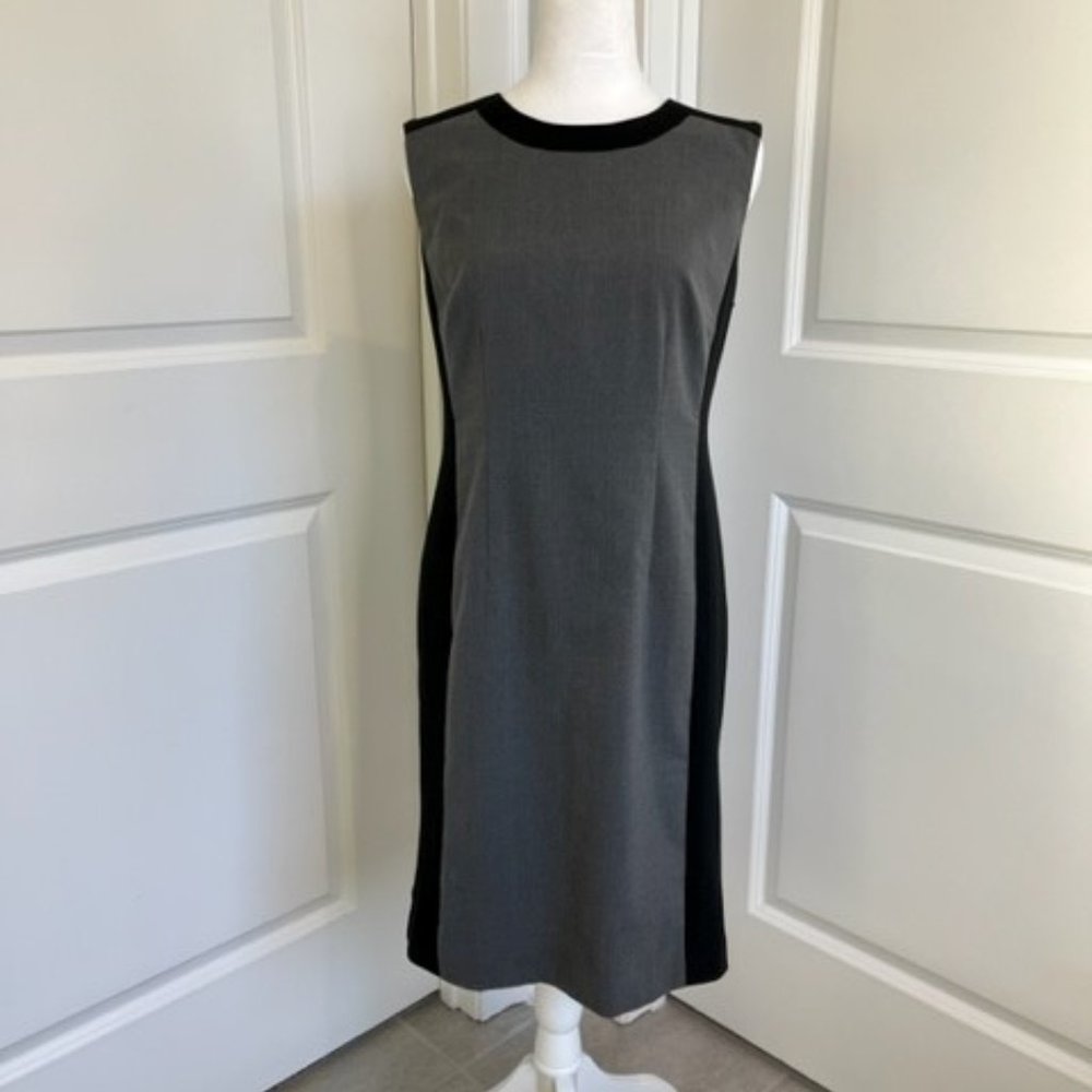 ANN TAYLOR SHEATH DRESS - GRAY/BLACK - SIZE 4